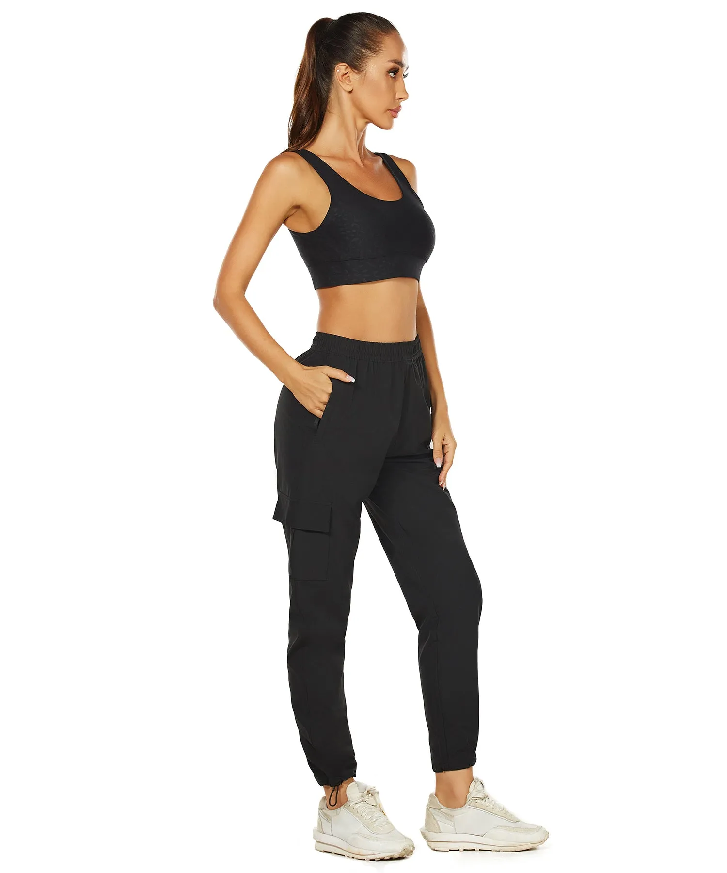 HUGE SPORTS High Waisted Hiking Pants for Women - Black