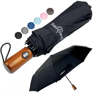 Large Windproof Double Canopy Umbrella for Rain - Travel Umbrella - Black