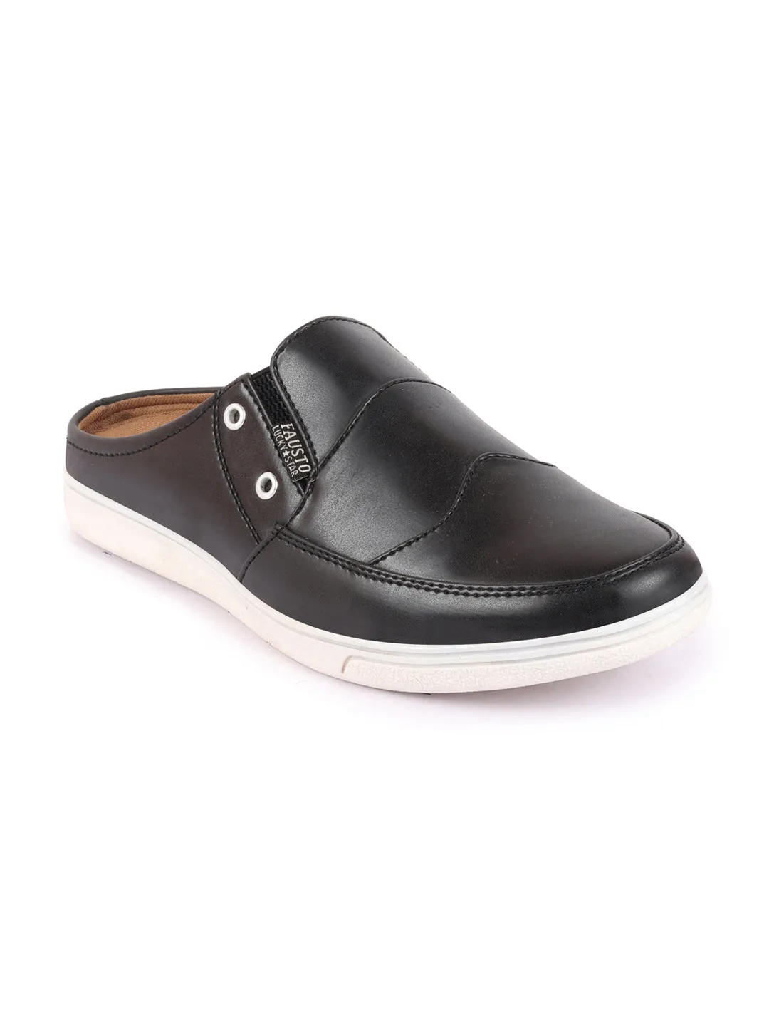 Men Grey Casual Back Open Classic Slip On Shoes