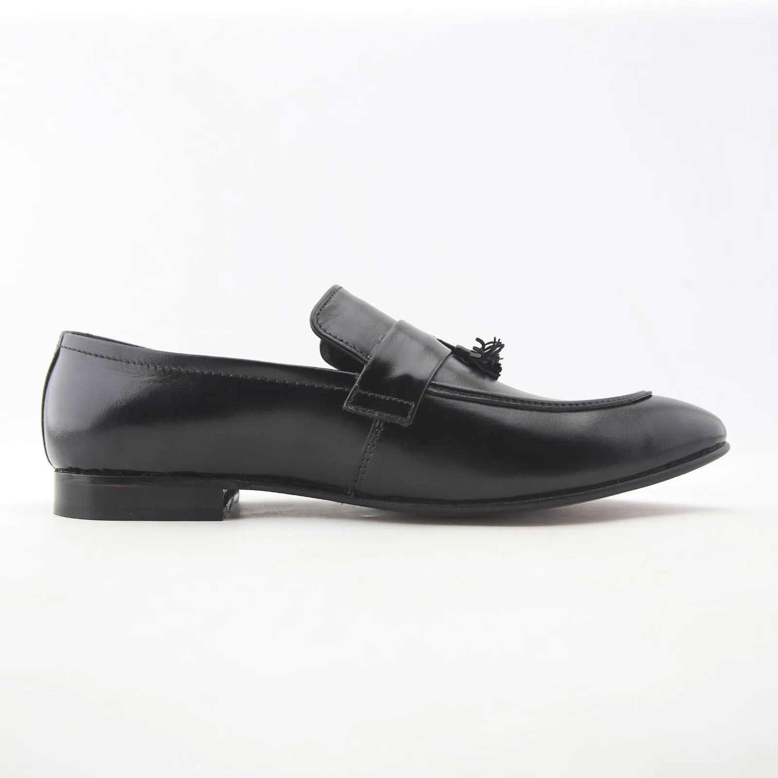 Men - Leather Formal Loafer  - (Black) (Handmade)