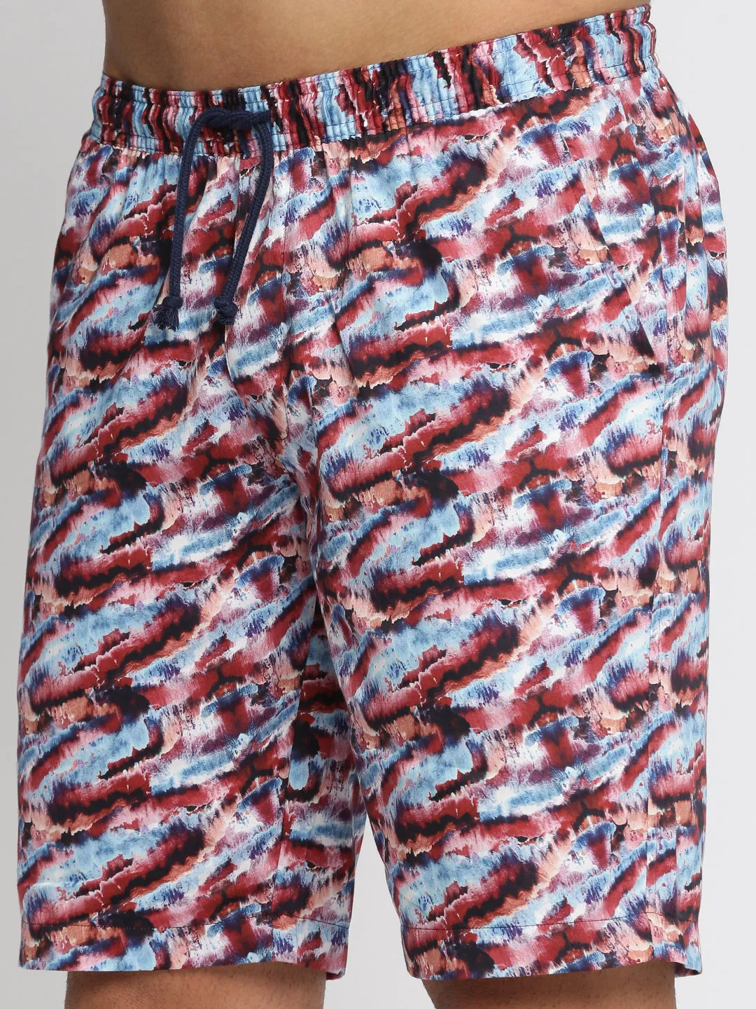 Men Maroon Cuban Collar Printed Over Sized Co-ords Set