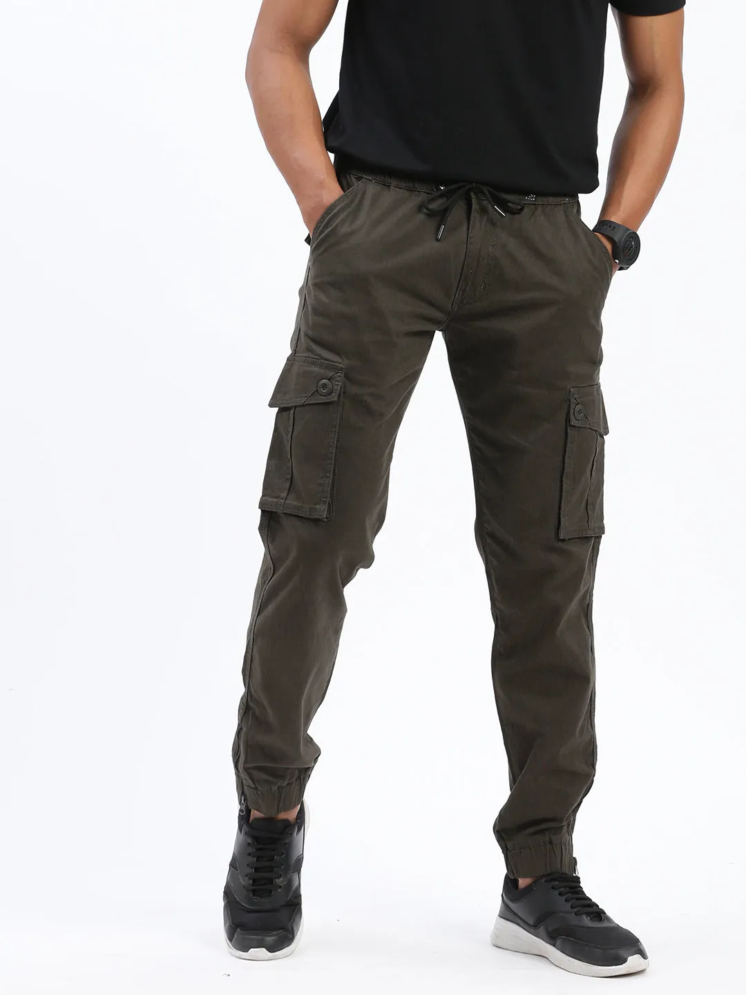 Men Solid Olive Joggers