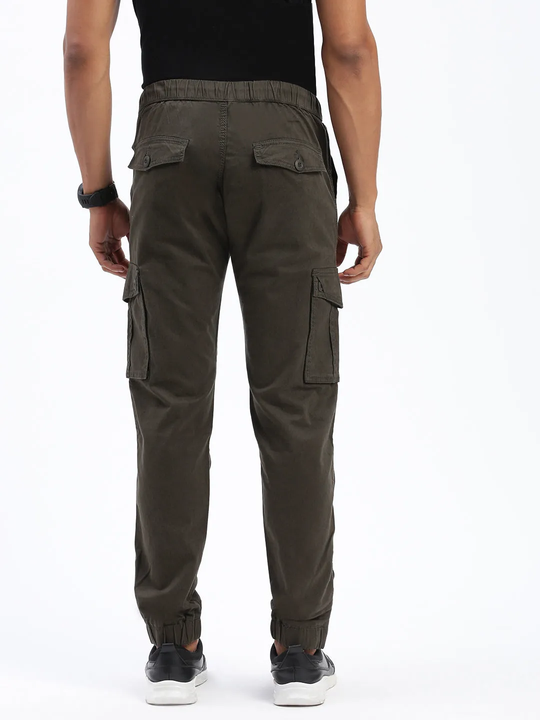 Men Solid Olive Joggers