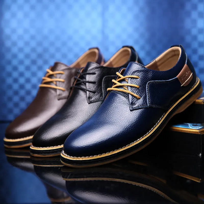 Mens Casual Lace-up Shoes, Classic Office Leather Shoes