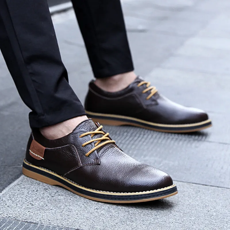 Mens Casual Lace-up Shoes, Classic Office Leather Shoes