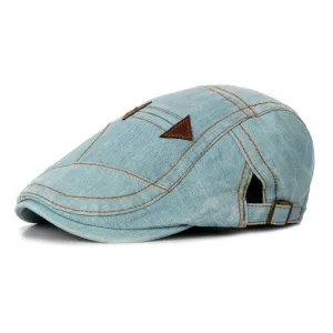 Men's Casual Outdoor Washed Distressed Denim Beret 80149070M