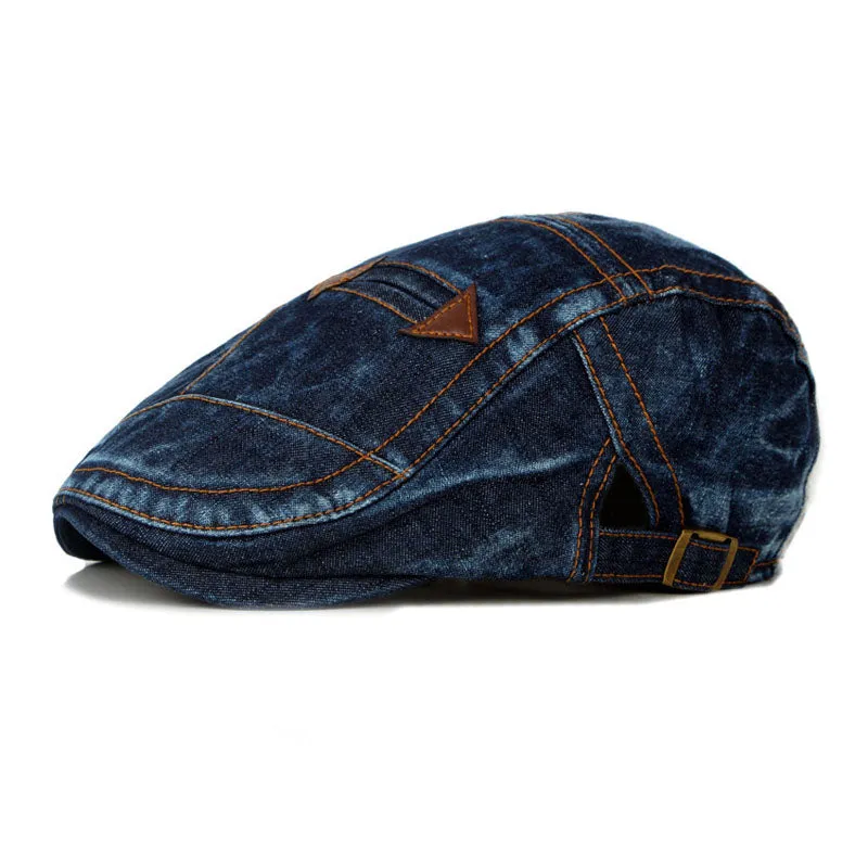 Men's Casual Outdoor Washed Distressed Denim Beret 80149070M