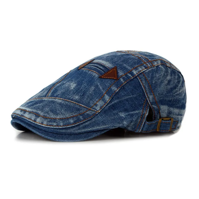 Men's Casual Outdoor Washed Distressed Denim Beret 80149070M