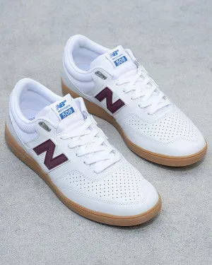 New Balance Numeric 508 Shoes - White / NB Burgundy