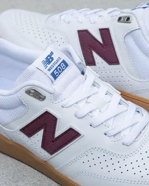 New Balance Numeric 508 Shoes - White / NB Burgundy