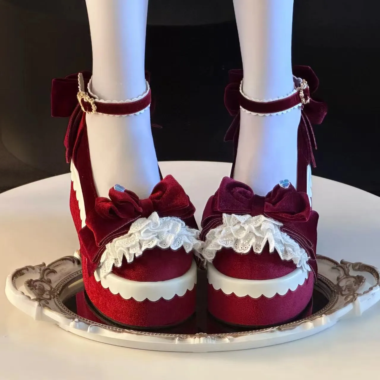 Original red velvet cake loa shoes Doll-feel platform shoes