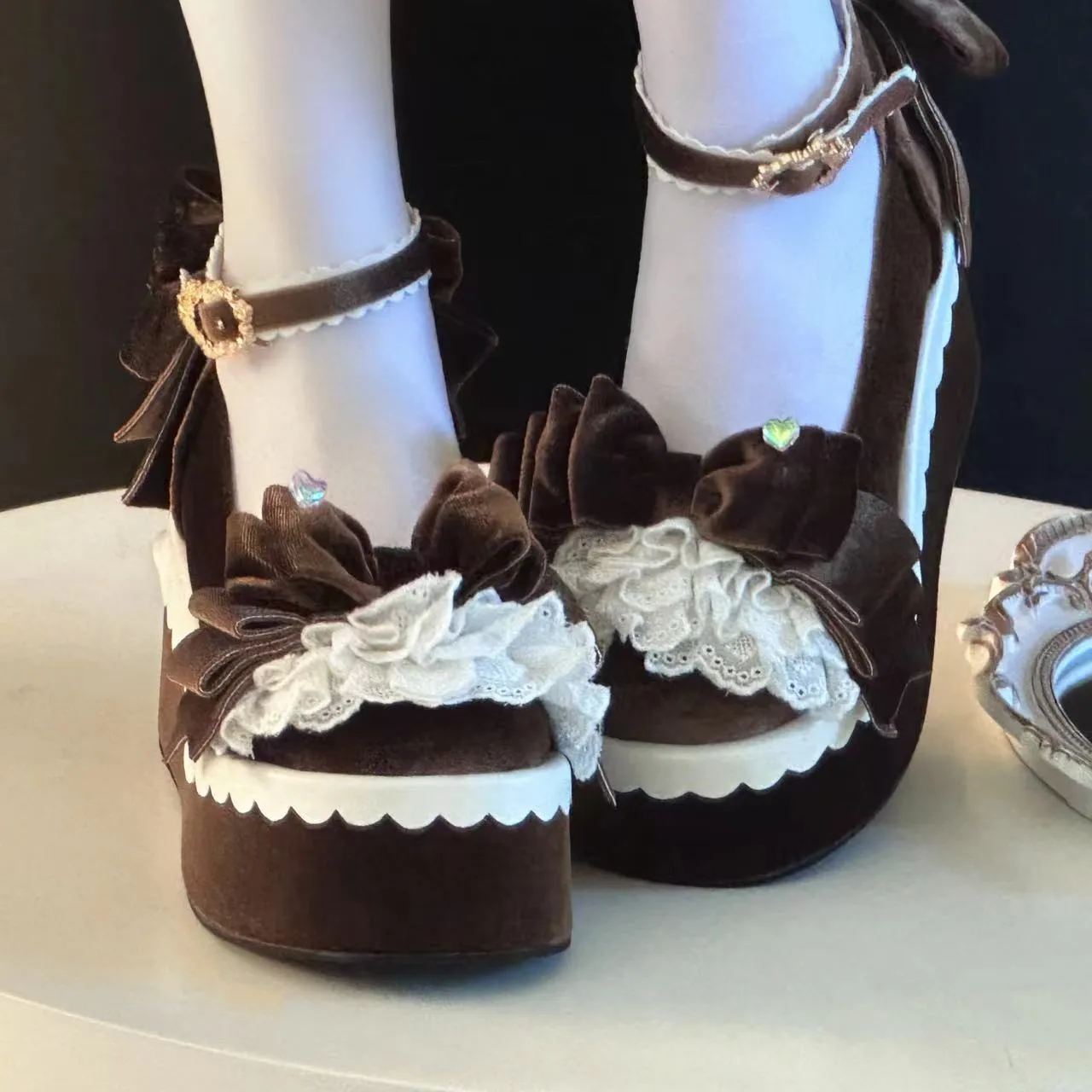 Original red velvet cake loa shoes Doll-feel platform shoes