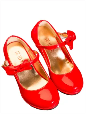 Patent Synthetic Leather Mary Jane Bow Tie Shoes By Liv and Mia