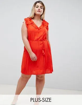 River Island Plus Ruffle Detail Smock Dress