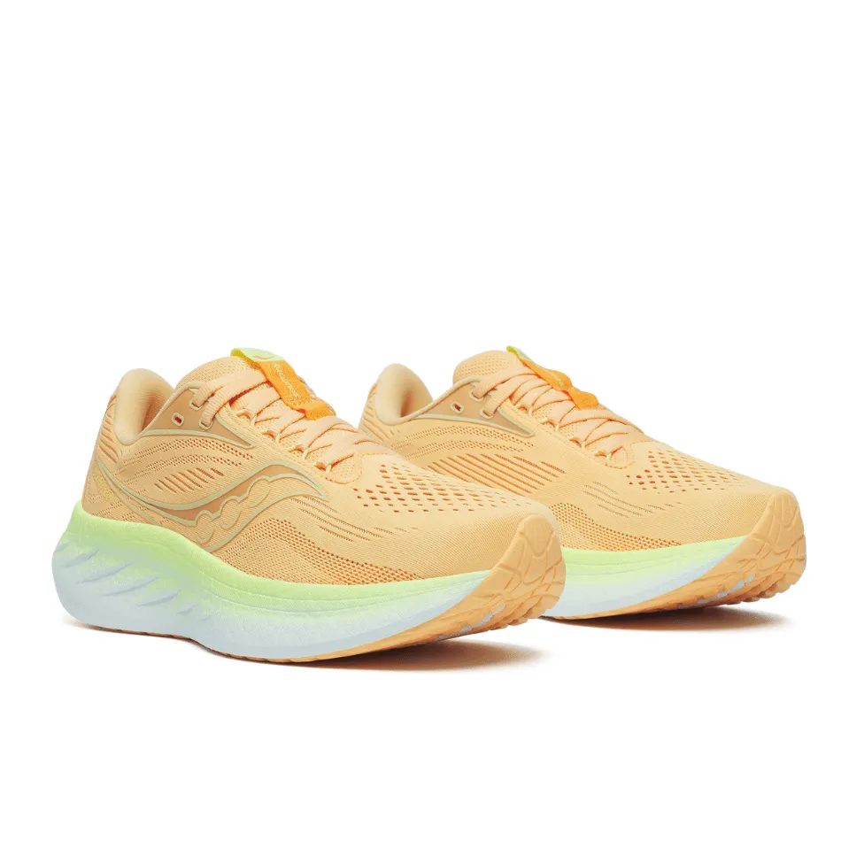 Saucony Women's Ride 18 Running Shoes in Peach/Sunny SS25