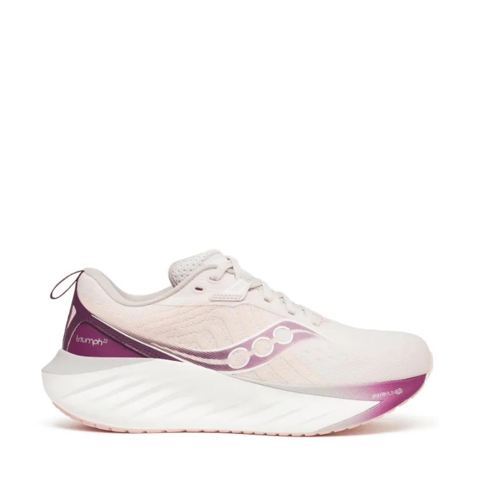 Saucony Women's Triumph 22 Running Shoes in Moon/Eggplant AW24