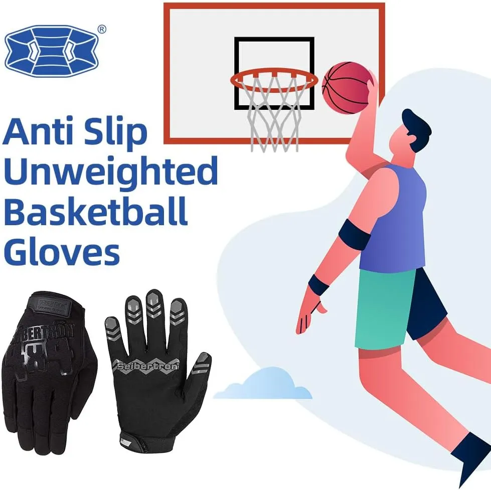 Seibertron Adult Anti Slip Unweighted Basketball Gloves Ball Handling Gloves (Basketball Training Aid) Or Driving Gloves