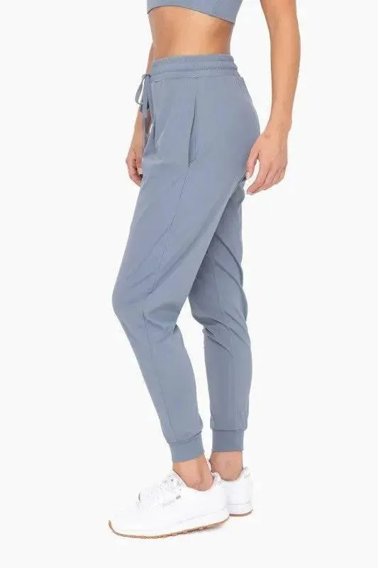 Silky pleated stretch jogger pants