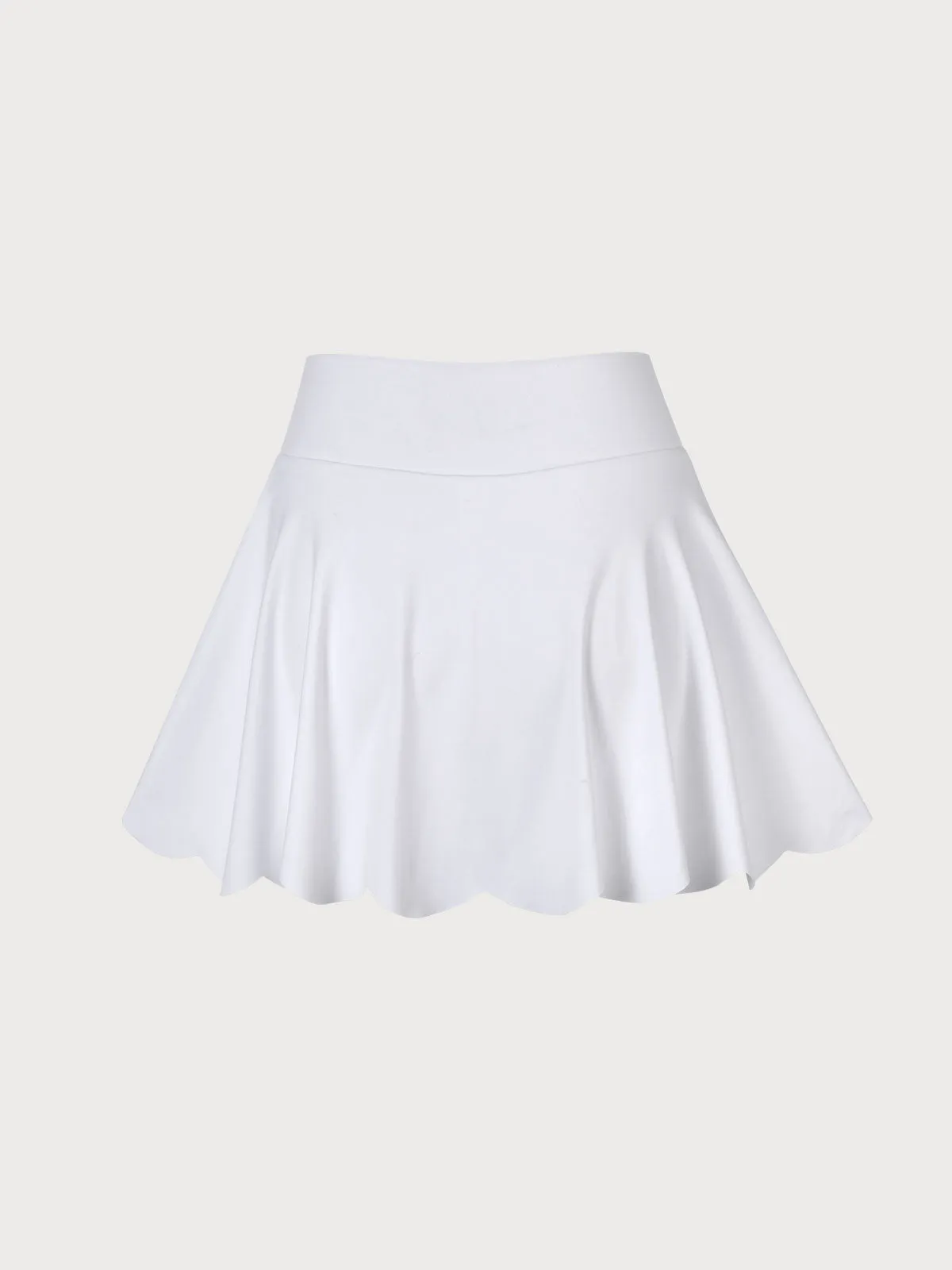 White Scallop Hem Skort