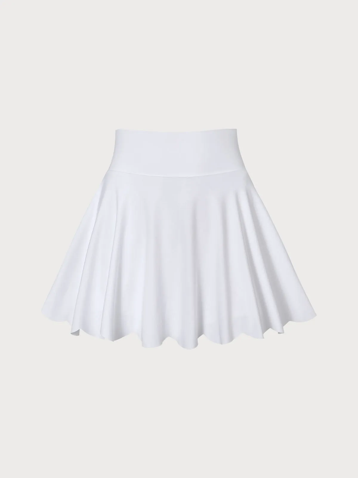 White Scallop Hem Skort