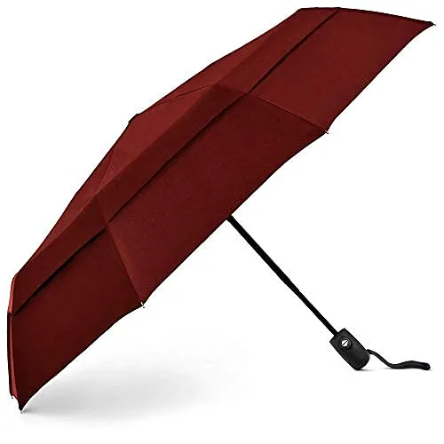 Windproof Travel Umbrellas for Rain - Lightweight - Double Vent - Marsala