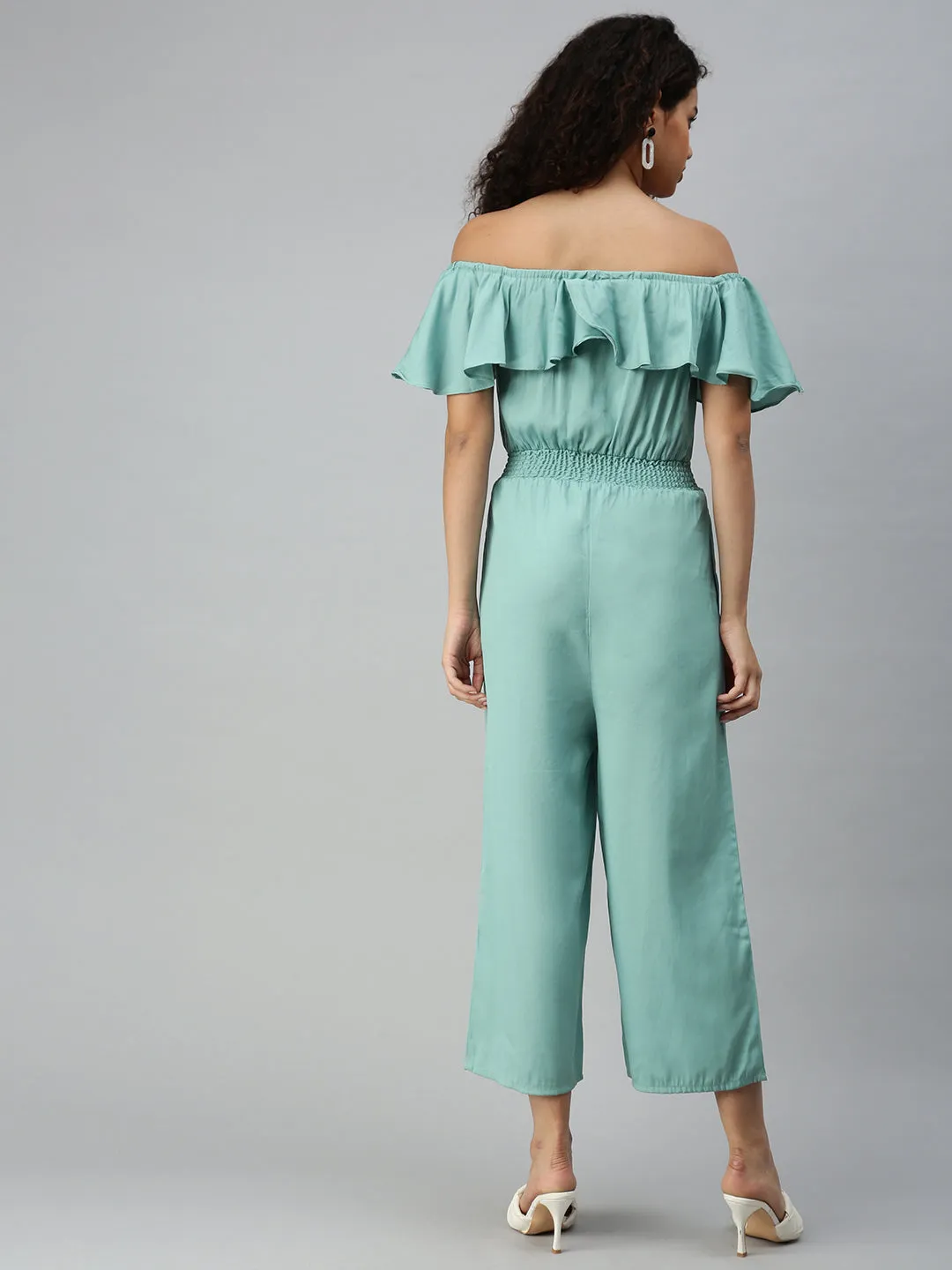 Women's Green Solid Jumpsuit