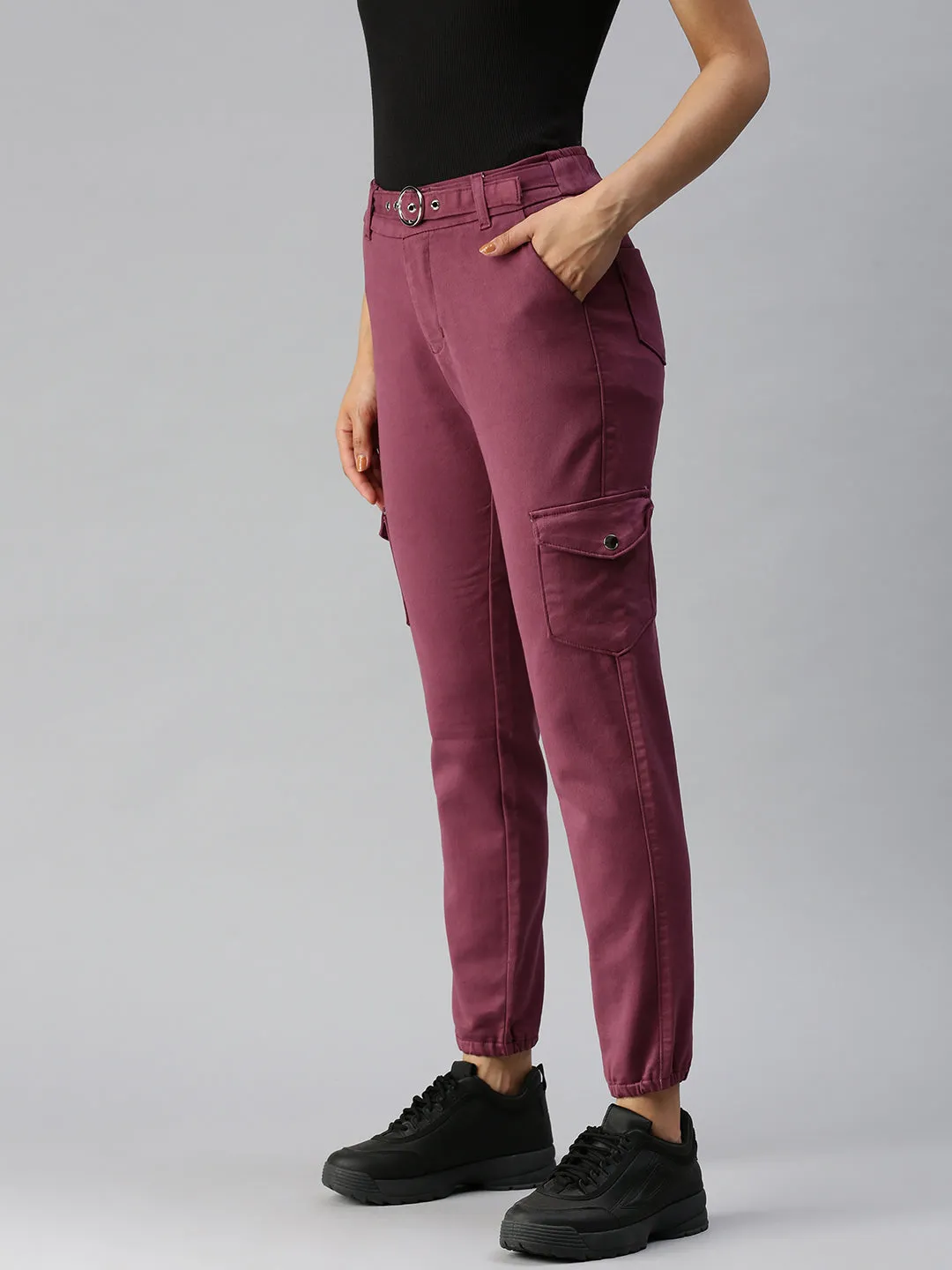 Women's Mauve Solid Denim Jeans