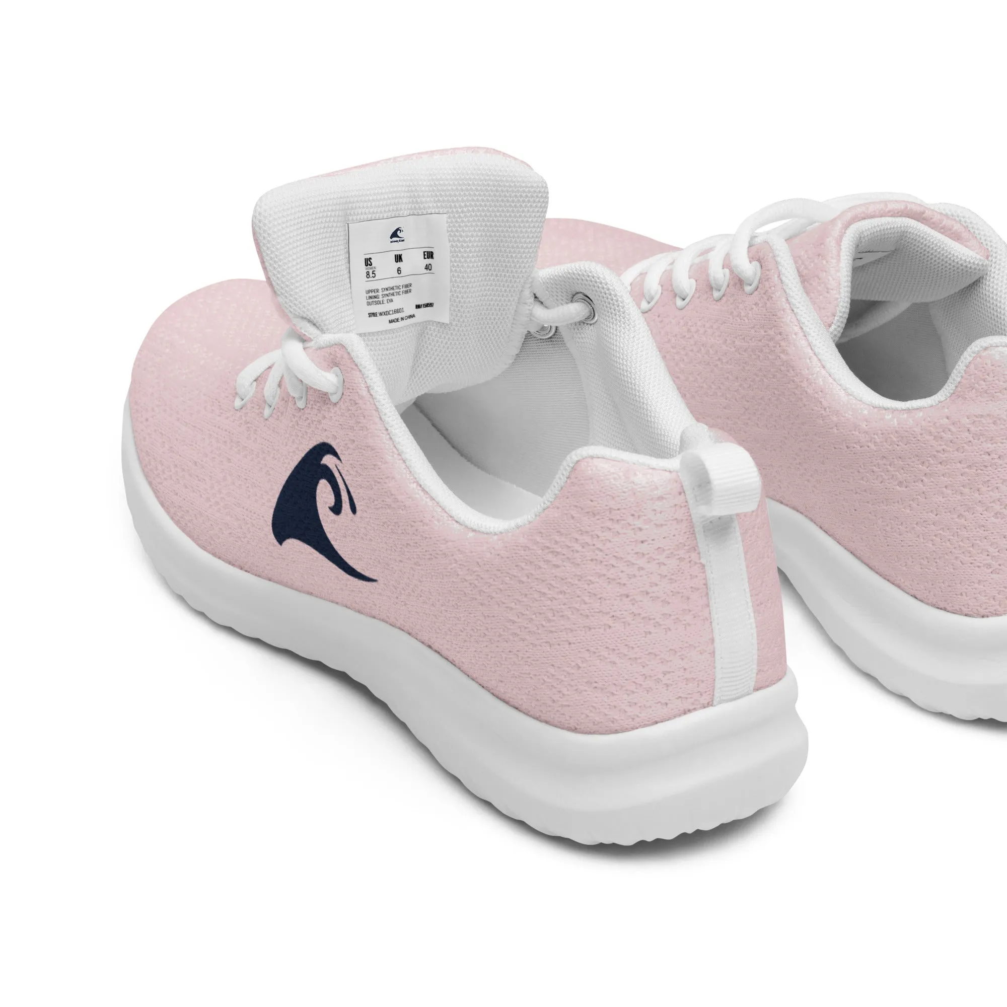 Women’s Soft Pink Athletic Shoes with Blue Extremely Stoked Epic Wave Logo