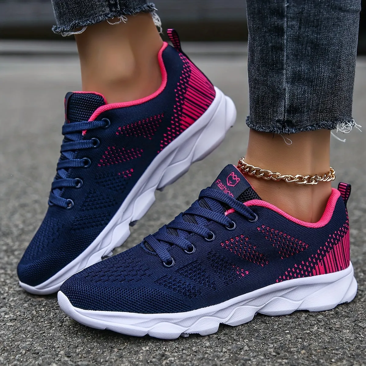 Womens Super-Breathable Lace-Up Sport Shoes - Lightweight & Fashionable Flying Woven Design - Ideal for Casual Everyday Wear - Durable & Comfortable